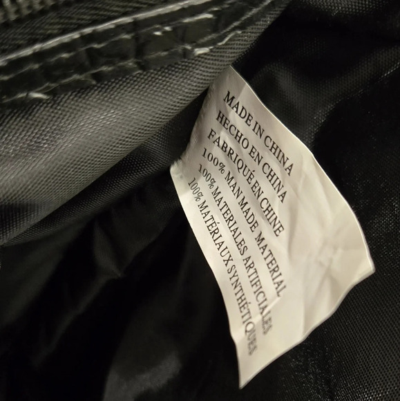 NWOT black crocodile pleather shoulder tote briefcase bag - Picture 9 of 9